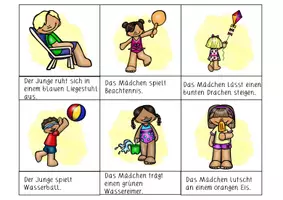Vorschau - Bildkarten - Am Strand / Sommer: Lies und ordne zu (Lesezuordnung) - DaZ / Deutsch - Kl. 1/2 - Seite 3
