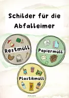Vorschau - Bildkarten - Schilder für Abfalleimer / Mülleimer, Mülltrennung - Deckblatt