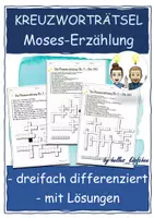 Vorschau - Stundenentwürfe - Moses Kreuzworträtsel differenziert Religionsunterricht - Deckblatt