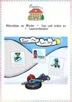 Vorschau - Bildkarten - Aktivitäten im Winter - Lies und ordne zu - Leseverständnis - Deckblatt