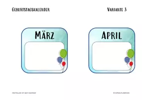 Vorschau - Mal- und Bastelvorlagen - Geburtstagskalender Variante 3 - Seite 3