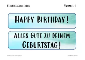 Vorschau - Mal- und Bastelvorlagen - Geburtstagskalender Variante 4 - Seite 1
