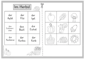 Vorschau - Arbeitsblätter - 2 einfache Lesegitter Herbst DAZ Klasse 1 Erstes Lesen - Seite 2