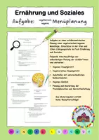 Vorschau - Arbeitsblätter - ES 9/10: Aufgabe zur vegetarischen/veganen Menüplanung - Deckblatt
