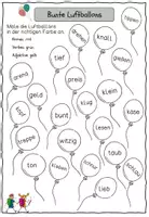Vorschau - Arbeitsblätter - Wortarten Ballons / Wortarten bestimmen / Deutsch / Freiarbeit - Seite 1