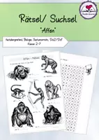 Vorschau - Arbeitsblätter - Suchsel/ Rätsel "Affen" Klasse 2-7 - Deckblatt