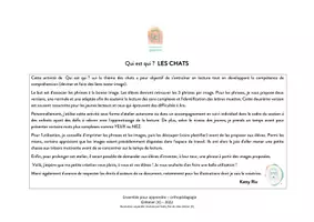 Aperçu - Apprentissages en autonomie - Atelier de lecture Qui est qui parmi les chats ? - Page 1