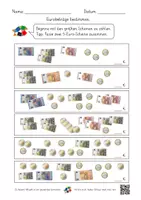 Vorschau - Arbeitsblätter - Geldbeträge bestimmen und zeichnen (6 AB mit Lernvideolink) - Deckblatt