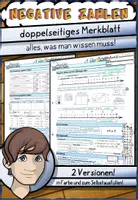 Vorschau - Merkblรคtter - Negative Zahlen - doppelseitiges Merkblatt - Deckblatt