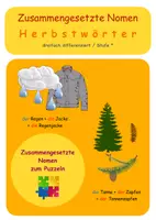 Vorschau - Aufgabenkarten - Zusammengesetzte Nomen Herbst / Dreifach differenziert - Seite 1