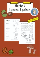 Vorschau - Arbeitsblätter - Leseaufgaben Herbst, Lesen, Lesetext, Klasse 1, Klasse 2, Klasse 3, Lerntheke - Deckblatt