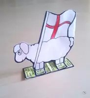 Vorschau - Mal- und Bastelvorlagen - Osterlamm basteln - Ostern, Schaf basteln - mit und ohne Auferstehungsfahne - Deckblatt