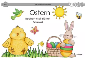 Vorschau - Arbeitsblätter - Ostern Rechnen und Malen (Partnerspiel) - Deckblatt