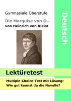Vorschau - Arbeitsblätter - Lektürekenntnistest - Die Marquise von O... - Kleist - Literaturtest - Lesetest - Deckblatt