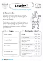 Vorschau - Arbeitsblätter - 10 Leseübungen: Thema Tiere (Lesen & Verstehen) - Seite 1