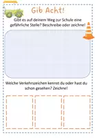 Vorschau - Arbeitsblätter - Verkehrserziehung: Gefährliche Stellen Schulweg - Seite 1