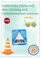 Vorschau - Arbeitsblätter - Verkehrserziehung: Gefährliche Stellen Schulweg - Deckblatt