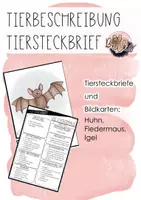 Vorschau - Arbeitsblätter - Tiersteckbriefe und Bildkarten (Tierbeschreibung, Tierreferat) - Deckblatt