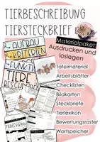 Vorschau - Arbeitsblätter - Tierbeschreibung Materialpaket (Tiersteckbrief) - Deckblatt