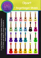 Vorschau - selbst erstellte Cliparts/Grafiken - Clipart Set: Ukulele Musik Clip Art in Regenbogenfarben - Deckblatt