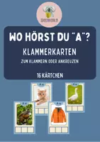 Vorschau - Stationenlernen - Klammerkarten_Wo hörst du Aa? Karteikarten - Deckblatt