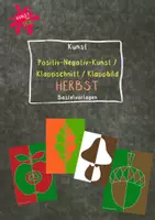 Vorschau - Mal- und Bastelvorlagen - Positiv-Negativ-Kunst - Klappschnitt - Klappbild - HERBST (Apfel, Eichenblatt, Eichel, Pilz) - Deckblatt