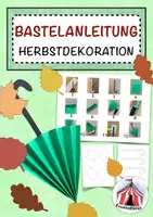 Vorschau - Mal- und Bastelvorlagen - Bastelanleitung Herbstdeko – Regenschirm und Blätter – Für Wand, Tür oder Fenster - Deckblatt