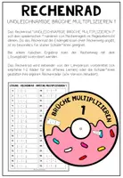 Vorschau - Mal- und Bastelvorlagen - BRÜCHE - Multiplikation (4 Rechenräder) - Seite 1