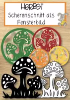Vorschau - Mal- und Bastelvorlagen - Herbstlicher Scherenschnitt Pilze - Deckblatt