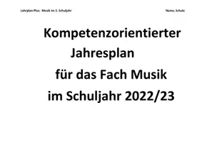 Vorschau - Lehrpläne/Lehrermaterial - Jahresplan/ Stoffverteilungsplan: Musik (Klasse 2, Bayern) - Seite 1