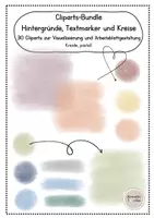 Vorschau - selbst erstellte Cliparts/Grafiken - Hintergründe, Kreise und Textmarker in blassen Farben "Kreide" - Deckblatt