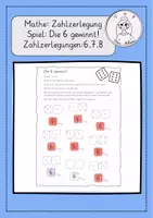 Vorschau - Arbeitsblätter - Mathe Zahlzerlegung Spiel Die 6 gewinnt! - Deckblatt