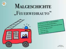 Vorschau - Mal- und Bastelvorlagen - Malgeschichte / rhythmisches Zeichnen „FEUERWEHRAUTO“ (Hoch- & Querformat) - Deckblatt
