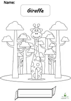 Vorschau - Mal- und Bastelvorlagen - Giraffe - Writing Practice/Colouring Page Animals - Deckblatt