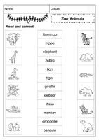 Aperçu - Feuilles d'exercices - Anglais: Vocabulaire: Animaux de zoo / Zoo Animals - Page 1