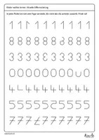 Vorschau - Arbeitsblätter - Visuelle Differenzierung (Kleinbuchstaben und Zahlen) - Seite 1