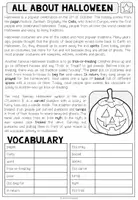 Vista previa - Hojas de trabajo - Halloween - Reading Comprehension (2-times differentiated + Conversation strips) - página 2