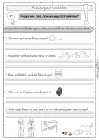 Vorschau - Arbeitsblätter - Wir werden Lesedetektive! - Arbeitsblatt: Fragen zum Text - Was sind eigentlich Detektive? - Deckblatt