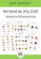 Vorschau - Arbeitsblätter - Herbst: Laute hören - A/a - E/e - Arbeitsblätter mit Fotos - Deckblatt