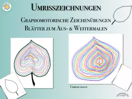Vorschau - Mal- und Bastelvorlagen - UMRISSZEICHNUNGEN: HERBSTBLÄTTER für grafomotorische Übungen (Schwungübungen) sowie zum Ausmalen & Weitermalen - Deckblatt