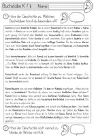 Vorschau - Unterrichtsreihen - Buchstabe K / k- Einführung in der 1.Klasse inklusive Geschichte und Puzzle - Seite 1