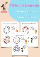 Vorschau - Arbeitsblätter - Zählen und einkreisen - ZR 10 und ZR20 - Mathe 8 Arbeitsblätter - Deckblatt