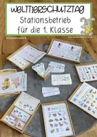 Vorschau - Arbeitsblätter - Stationsbetrieb TIERE Welttierschutztag – 1. Klasse fächerübergreifend - Deckblatt