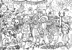 Vorschau - Stationenlernen - Wimmelbild Suchbild Bildkarte "Halloween" - Seite 2