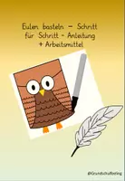 Vorschau - Bildkarten - Eule aus Pappteller basteln - Anleitung und Werkmittel - Deckblatt
