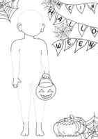 Vorschau - Mal- und Bastelvorlagen - Halloween Ausmalbild Halloweenkostüm gestalten - Seite 1