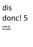 Vorschau - Stundenentwürfe - Dis donc 5 - Planung Unité 03 - Deckblatt