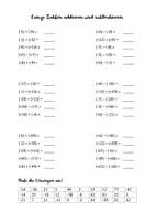Vorschau - Arbeitsblätter - Ganze Zahlen addieren und subtrahieren mit Lösung - Deckblatt