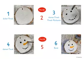 Vorschau - Stationenlernen - Bastelanleitung: Weihnachtliche Astscheiben - Weihnachtsmann & Schneemann - Seite 3
