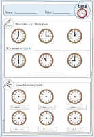 Vorschau - Arbeitsblätter - Uhrzeit auf Englisch | Time | Worksheet | o'clock | Freebie - Seite 3